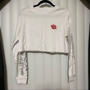 Salice Rose white long sleeve crop top